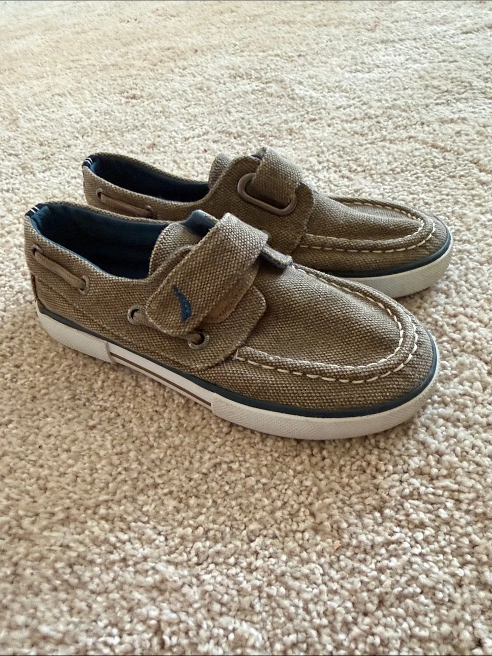 Nautica Kids Tan Canvas Moccasin Boat Shoes